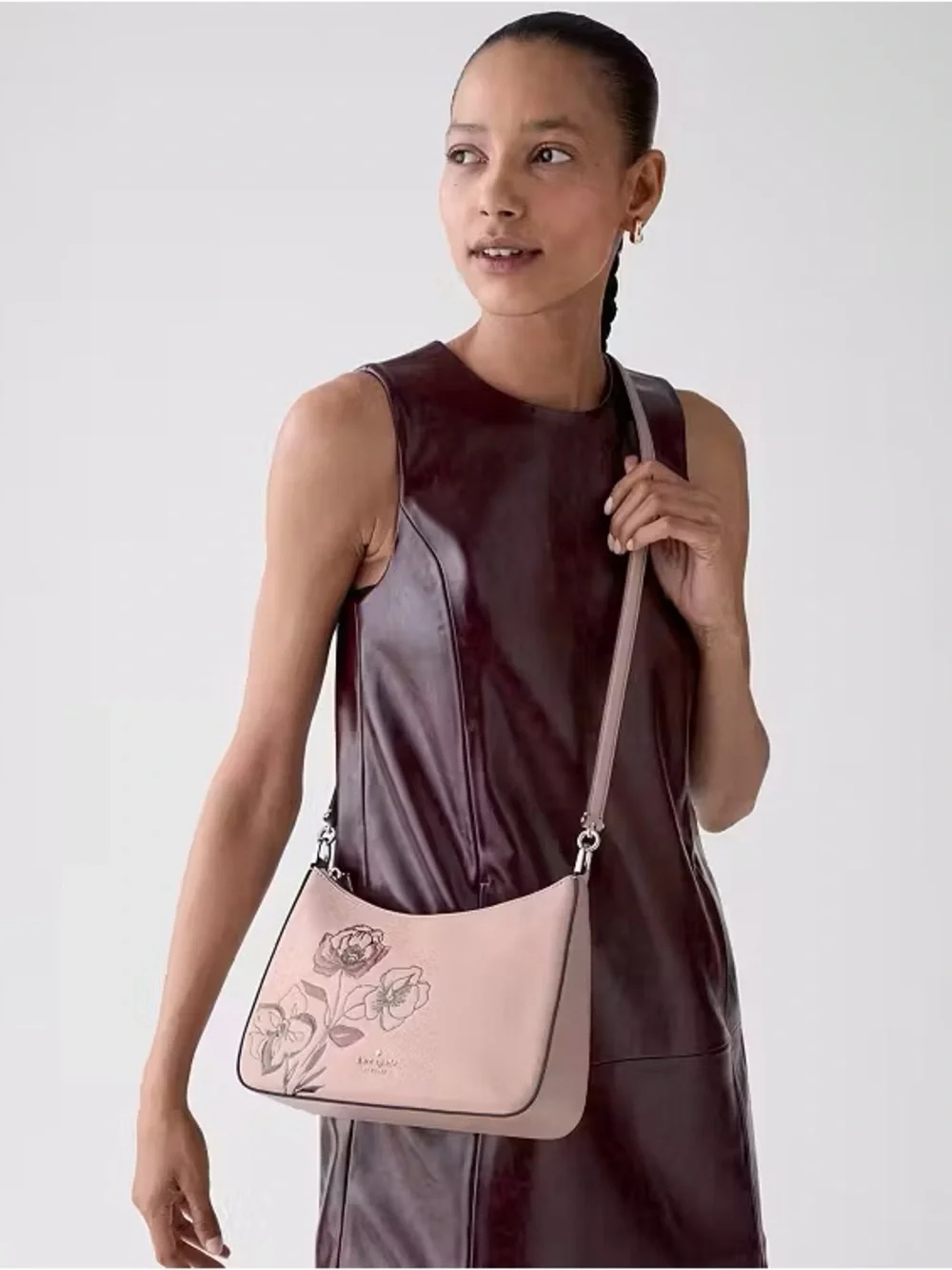 ♠️Kate Spade Margot Floral Medium Convertible Shoulder Bag, Rose Smoke Pink NWT
